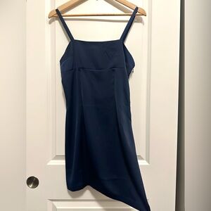 Urban Outfitters / UO Satin Square Neck Navy Mini Dress